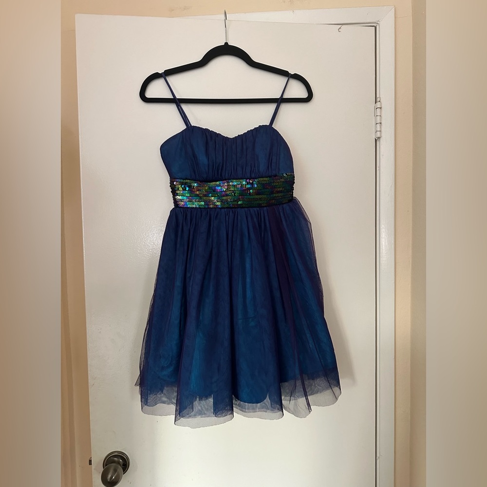 XOXO Chiffon Iridescent Bedazzled Mini Dress